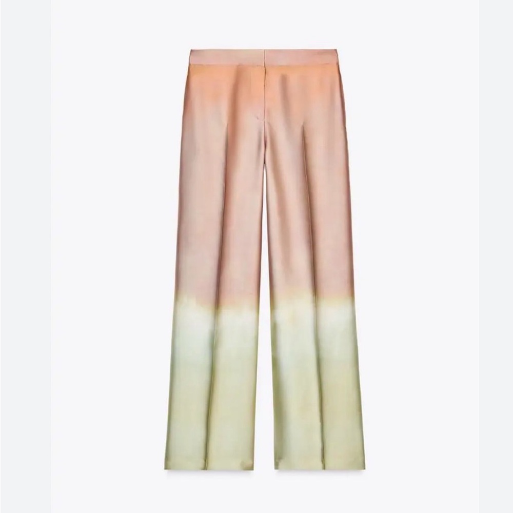 Zara Peach and Cream Wide-Leg Pants